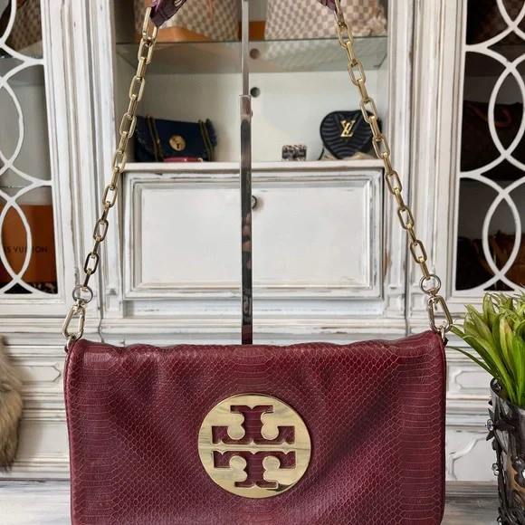 Tory Burch Reva Python Clutch - Picture 13 of 14